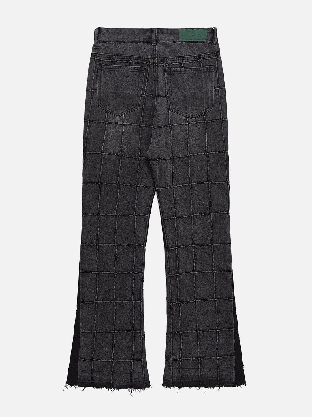 Helmiss - Solid Plaid Raw Jeans- Streetwear Fashion - helmiss.com