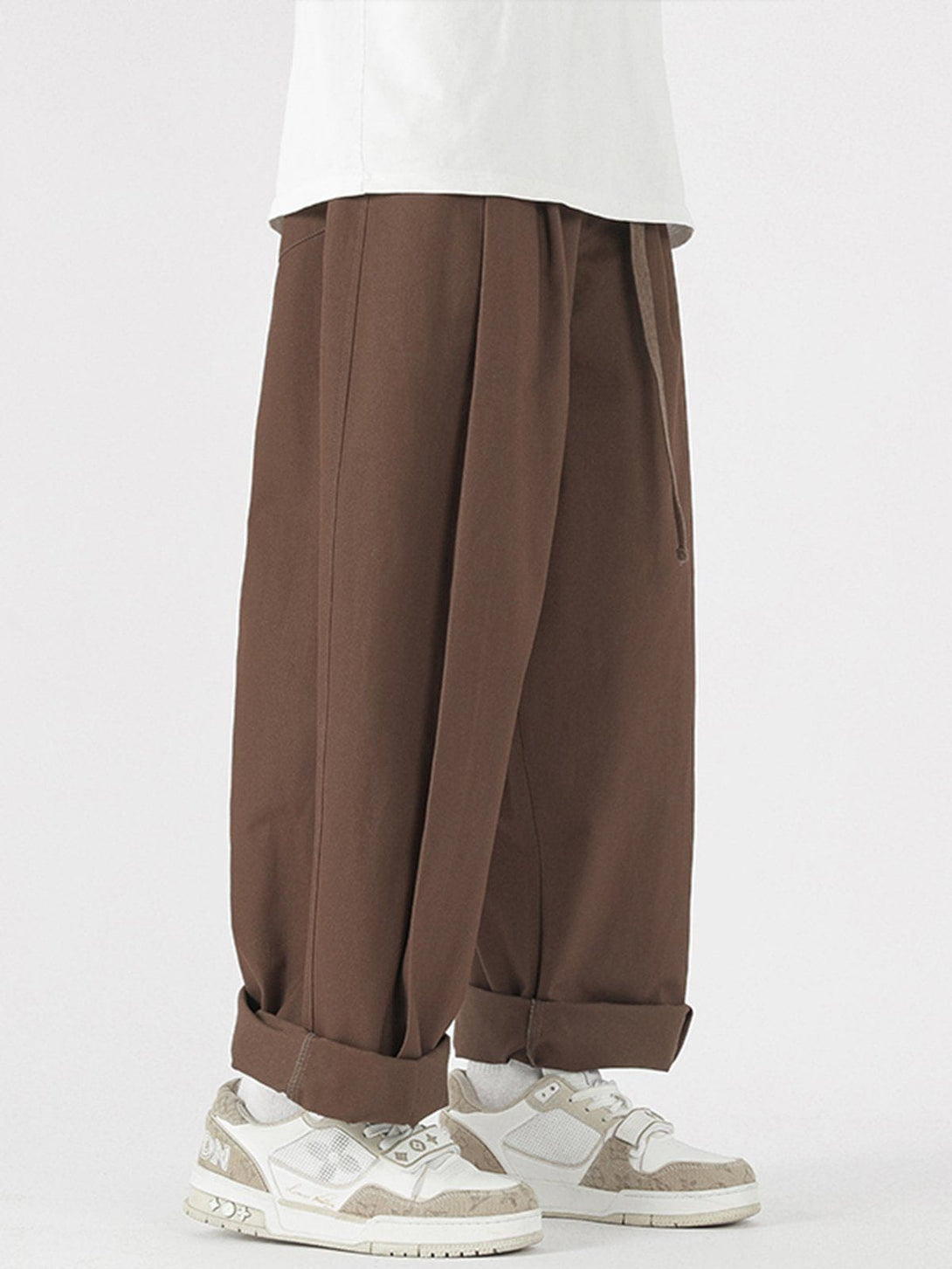 Helmiss - Solid Pleated Adjustable Cargo Pants- Streetwear Fashion - helmiss.com