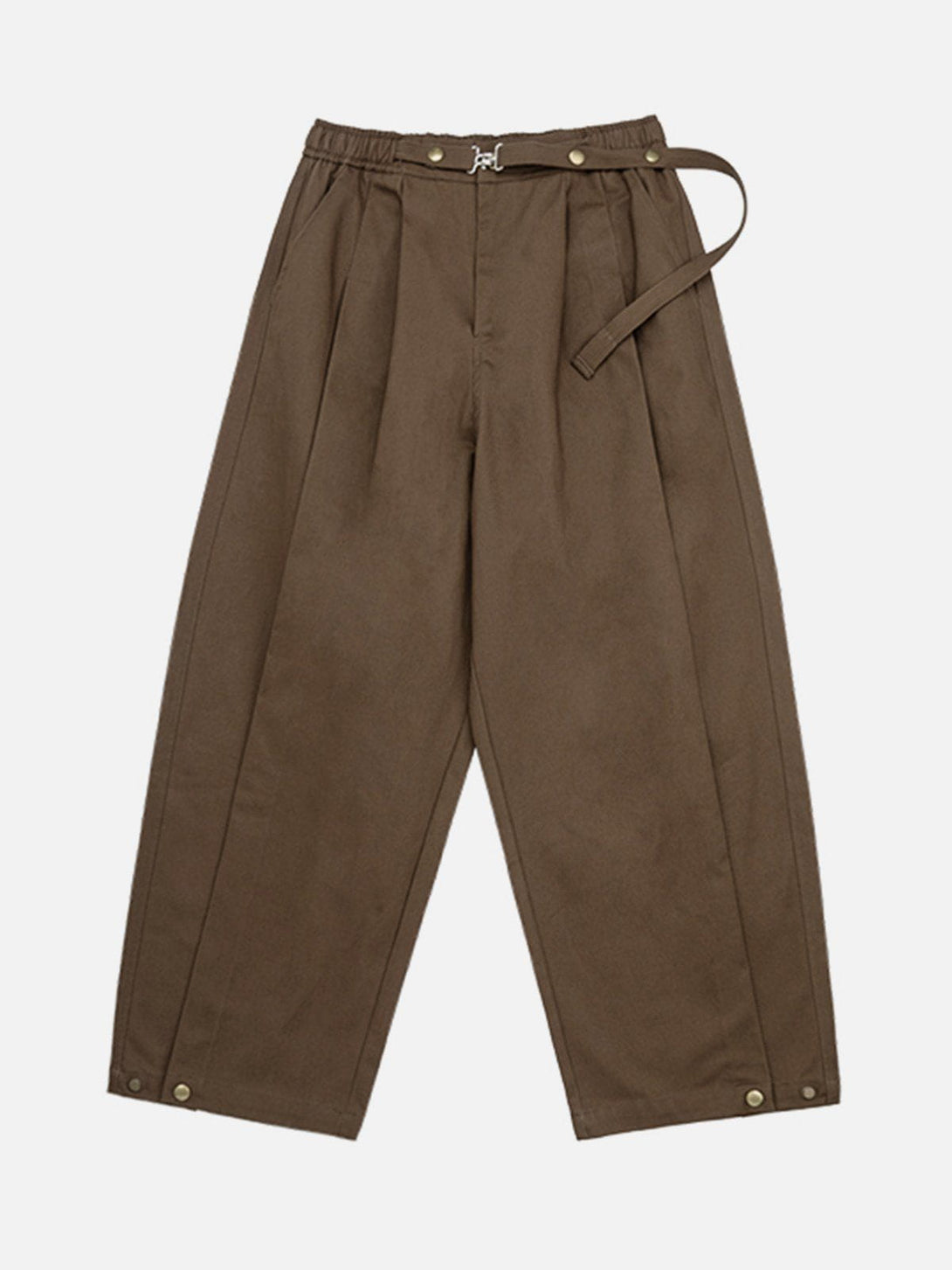 Helmiss - Solid Pleated Adjustable Cargo Pants- Streetwear Fashion - helmiss.com