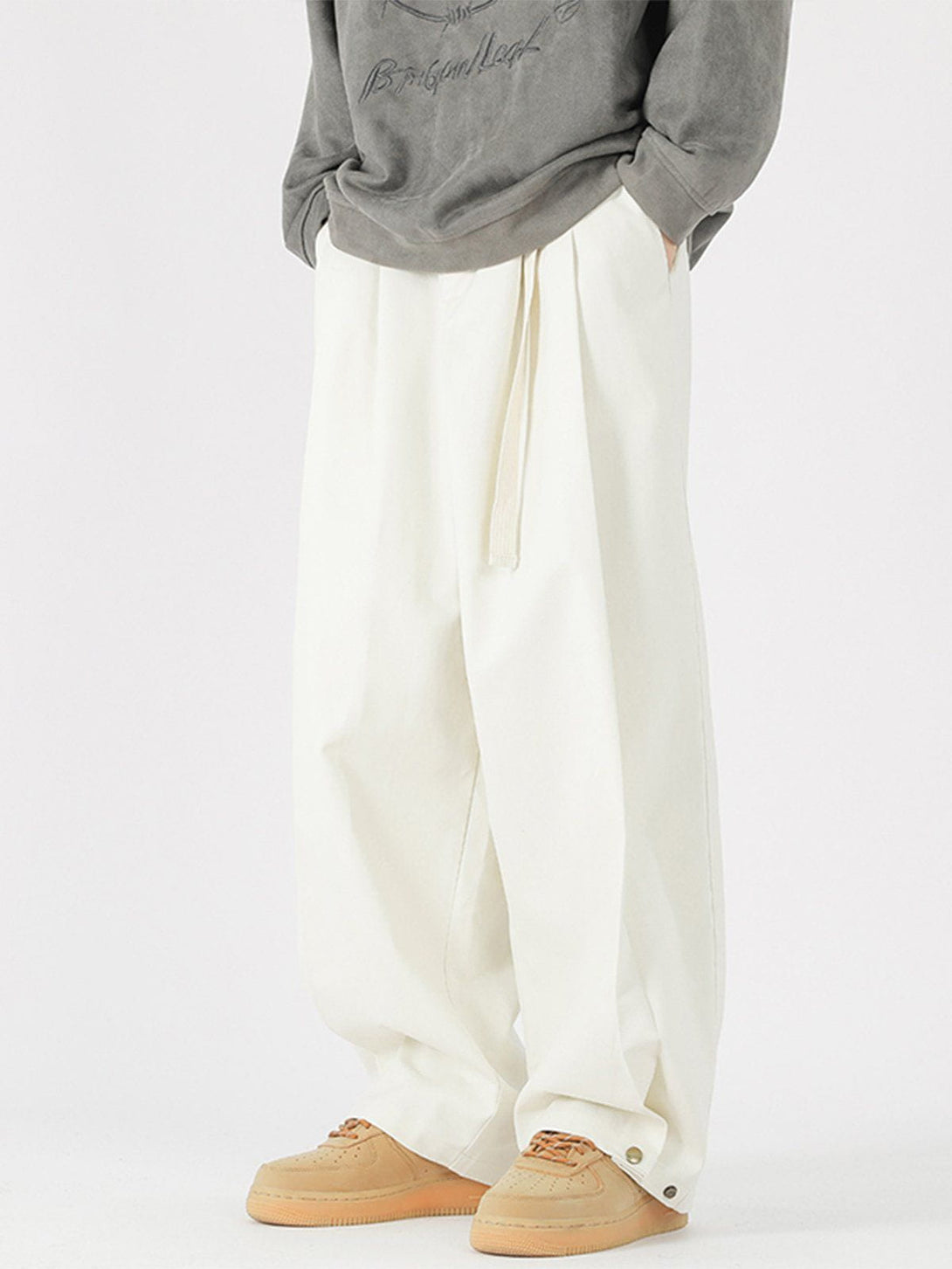 Helmiss - Solid Pleated Adjustable Cargo Pants- Streetwear Fashion - helmiss.com