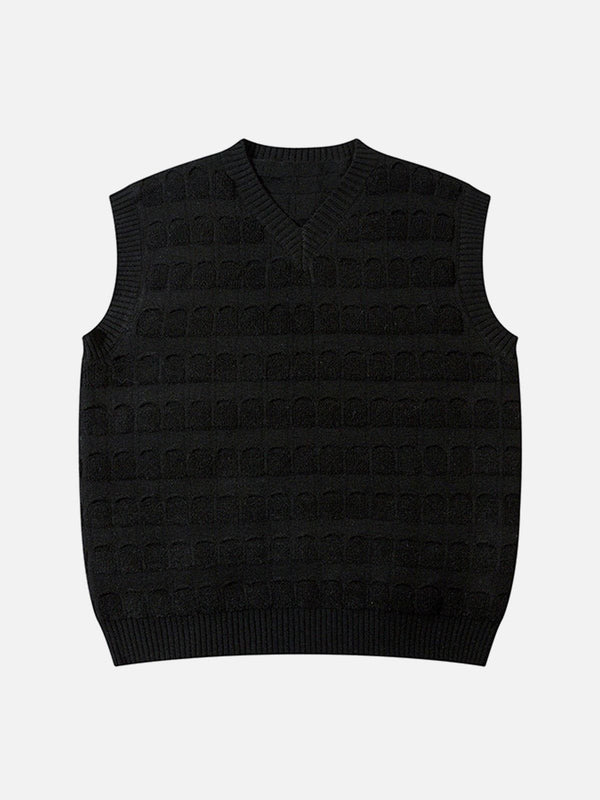 Helmiss - Solid Woven Stripe Sweater Vest- Streetwear Fashion - helmiss.com