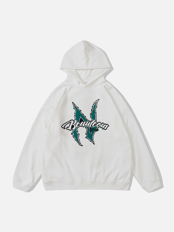 Helmiss - Spiked Shell Letter Foam Print Hoodie- Streetwear Fashion - helmiss.com