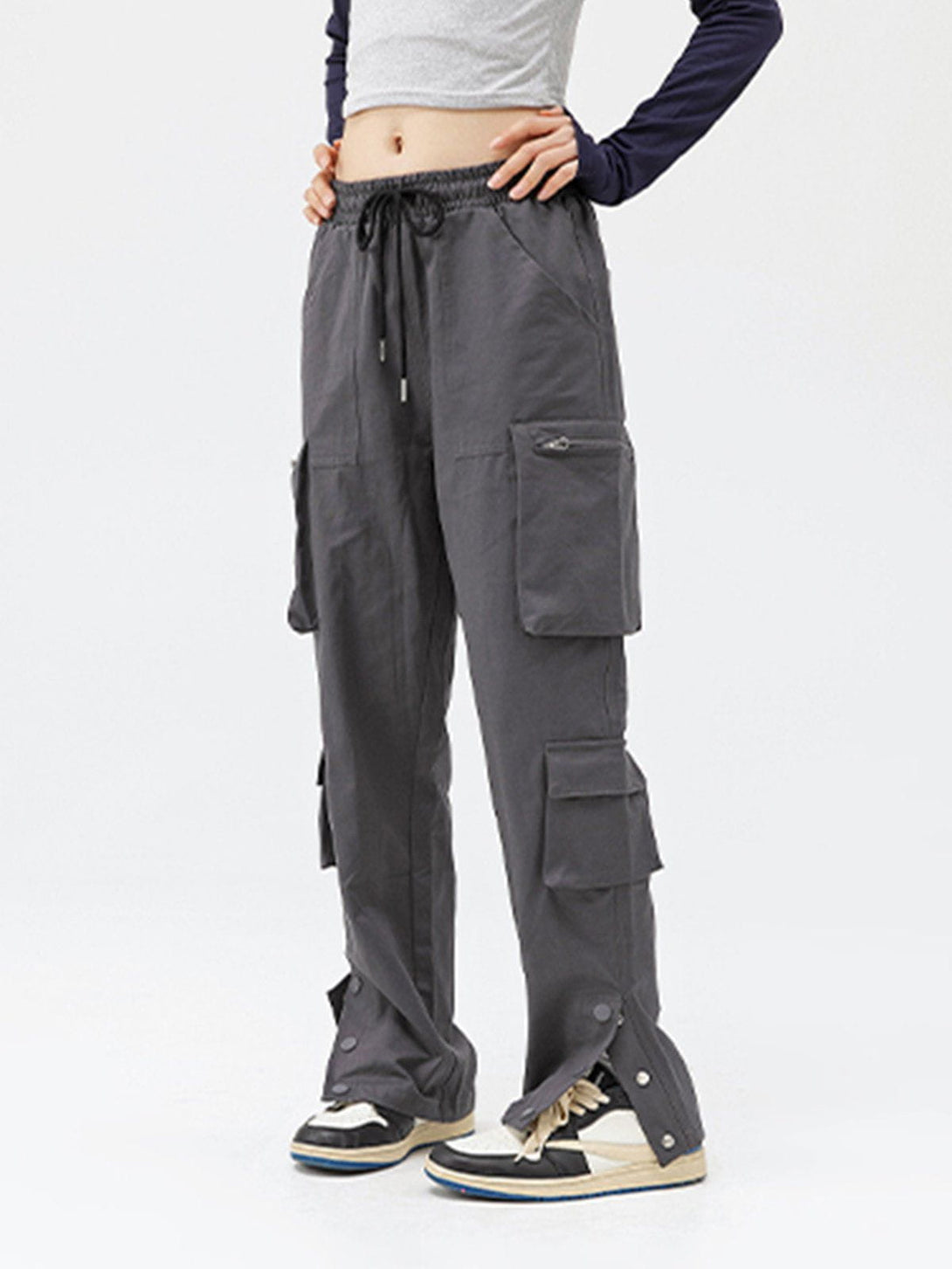 Helmiss - Spliced Leg Openings Pants- Streetwear Fashion - helmiss.com