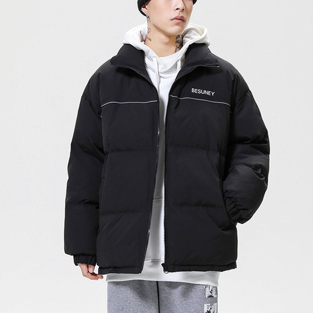 Helmiss - Spliced Reflective Strip Winter Coat- Streetwear Fashion - helmiss.com