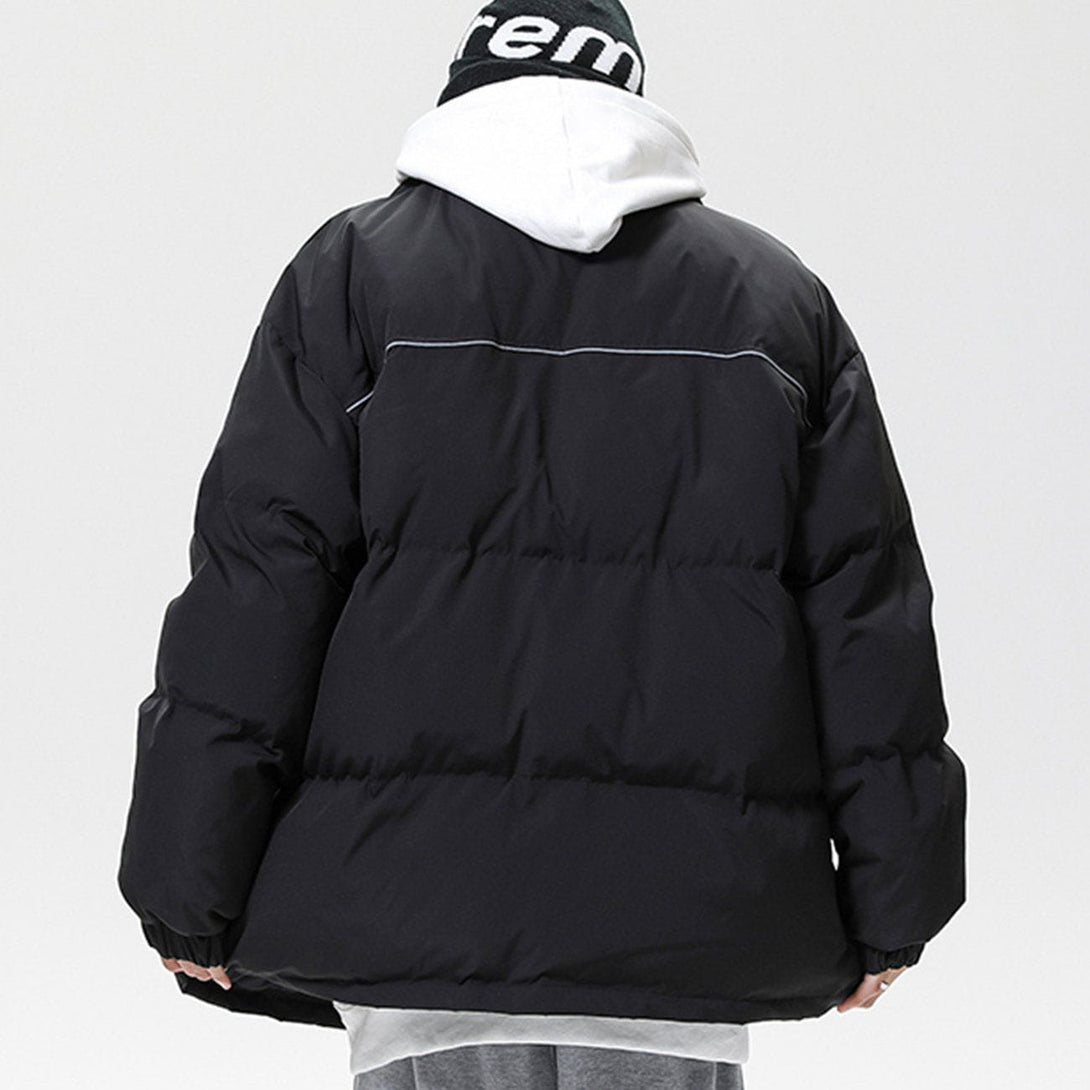 Helmiss - Spliced Reflective Strip Winter Coat- Streetwear Fashion - helmiss.com