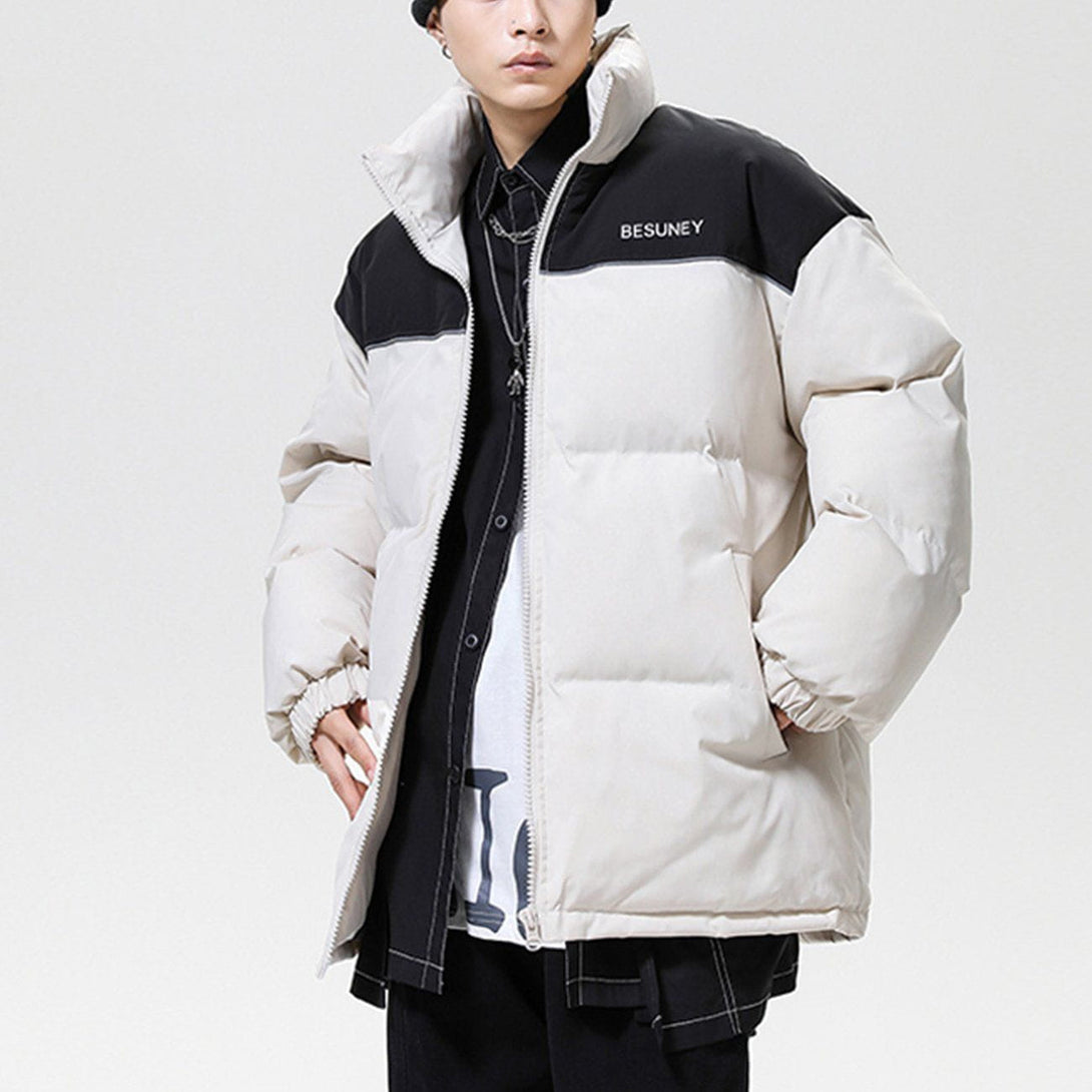 Helmiss - Spliced Reflective Strip Winter Coat- Streetwear Fashion - helmiss.com