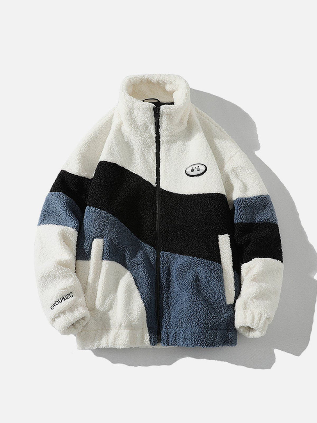 Helmiss - Splicing Contrast Sherpa Coat- Streetwear Fashion - helmiss.com