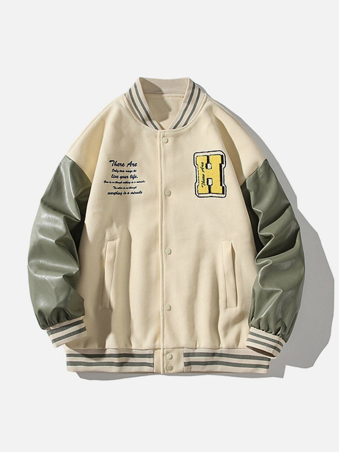 Helmiss - Splicing Contrast Varsity Jacket- Streetwear Fashion - helmiss.com