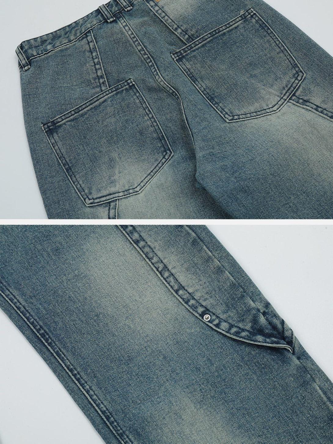 Helmiss - Splicing Washed Jeans- Streetwear Fashion - helmiss.com