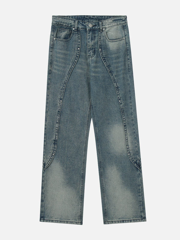 Helmiss - Splicing Washed Jeans- Streetwear Fashion - helmiss.com