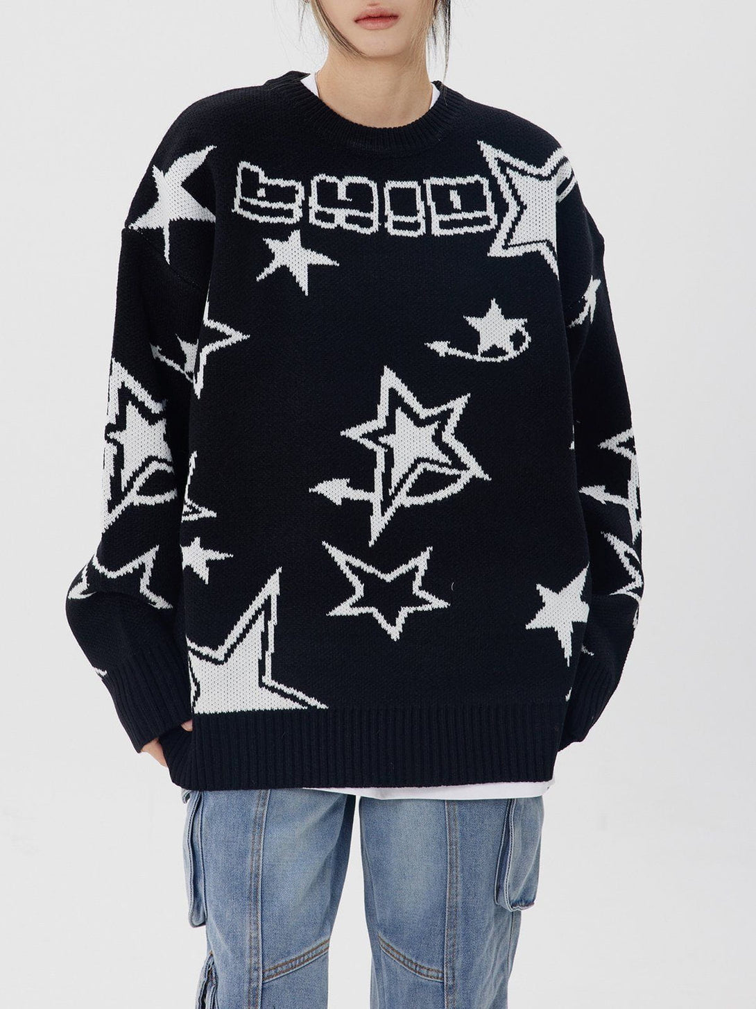 Helmiss - Star Clash Embroidery Sweater- Streetwear Fashion - helmiss.com