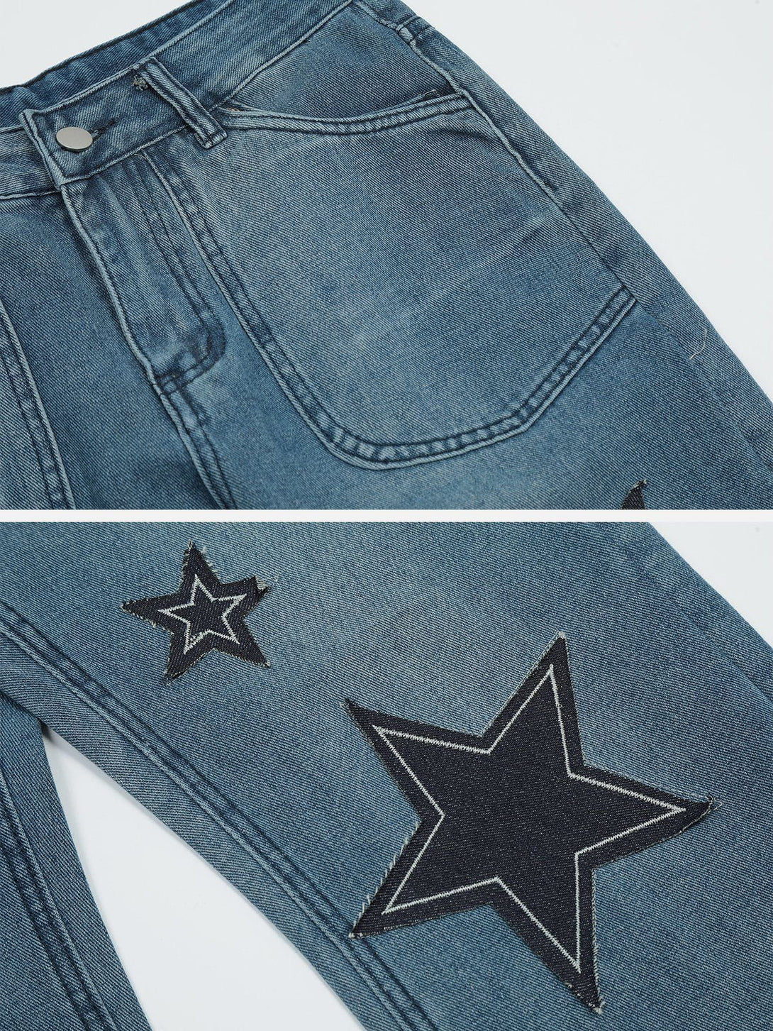 Helmiss - Star Collage Jeans- Streetwear Fashion - helmiss.com