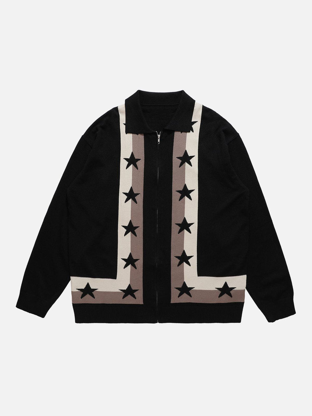 Helmiss - Star Colorblock Embroidery Cardigan- Streetwear Fashion - helmiss.com