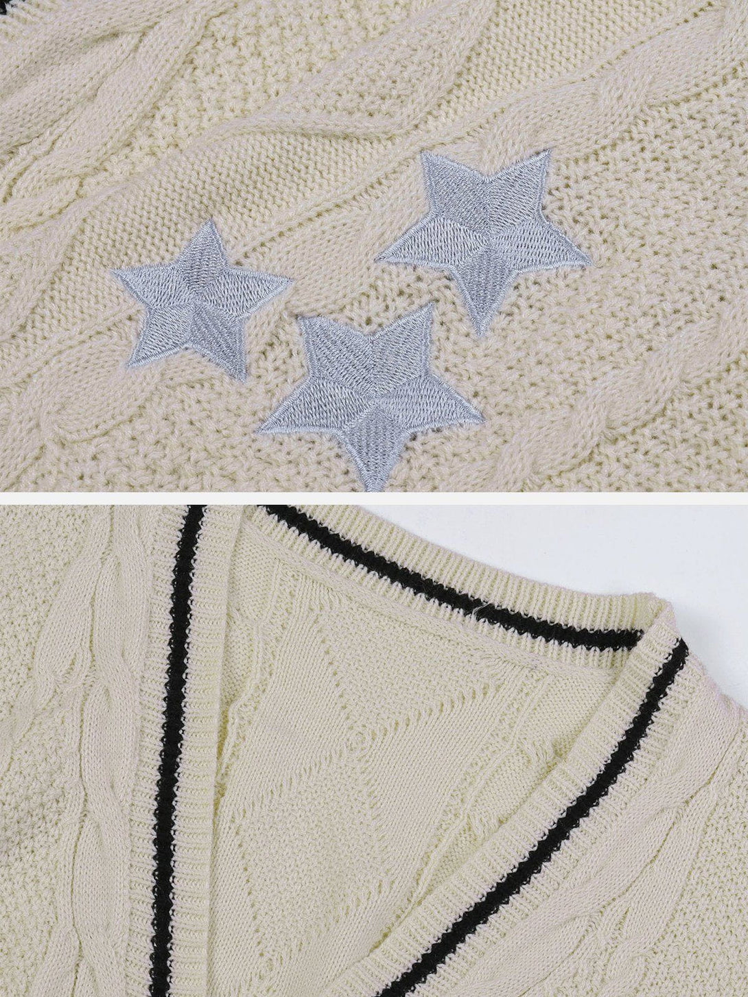 Helmiss - Star Embroidered Cardigan- Streetwear Fashion - helmiss.com