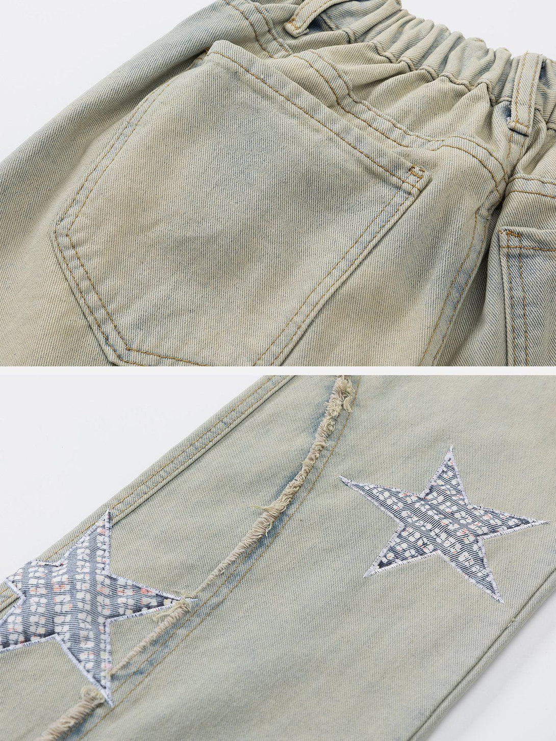 Helmiss - Star Embroidery Jeans- Streetwear Fashion - helmiss.com