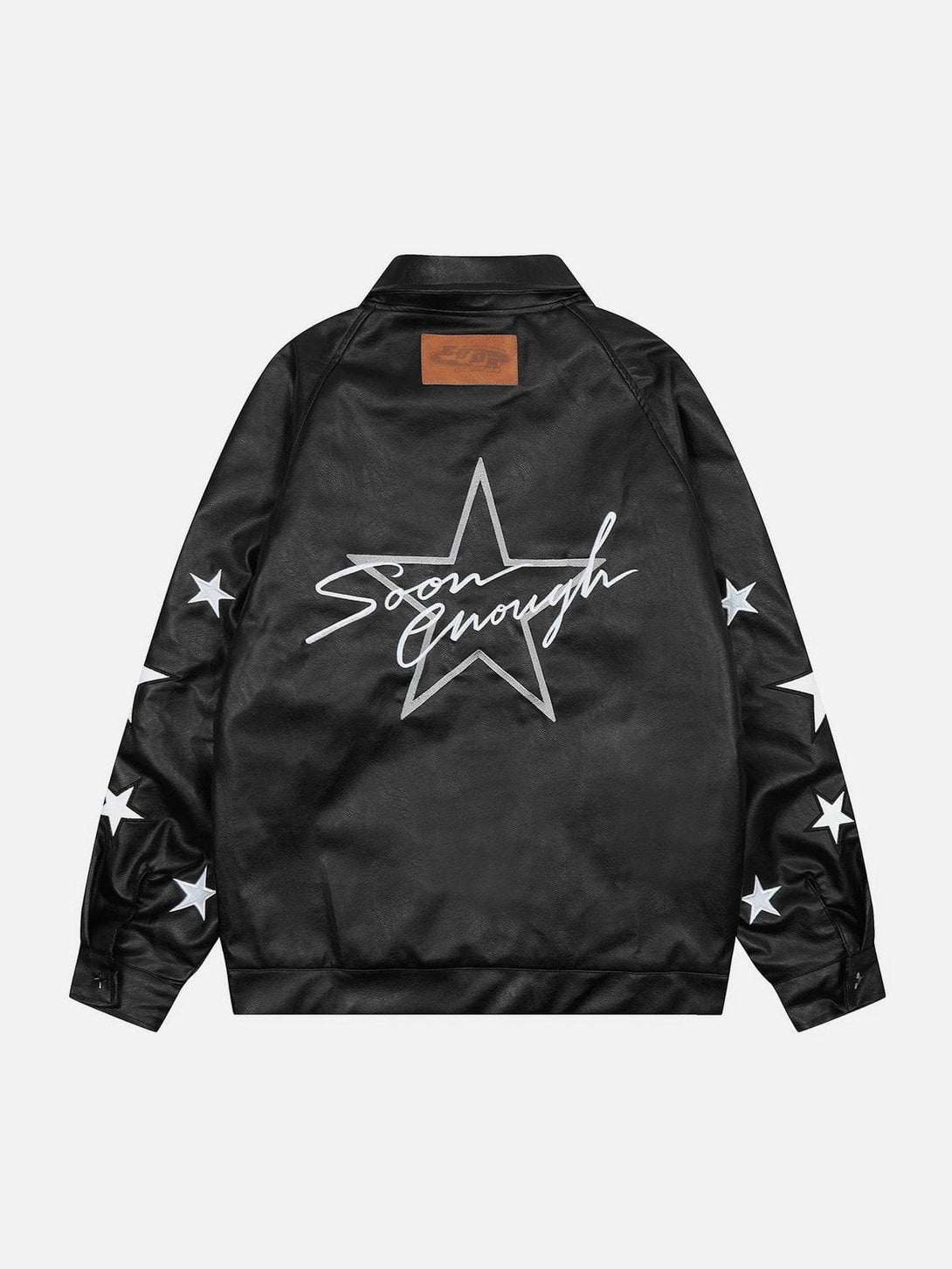 Helmiss - Star Embroidery Leather Jacket- Streetwear Fashion - helmiss.com