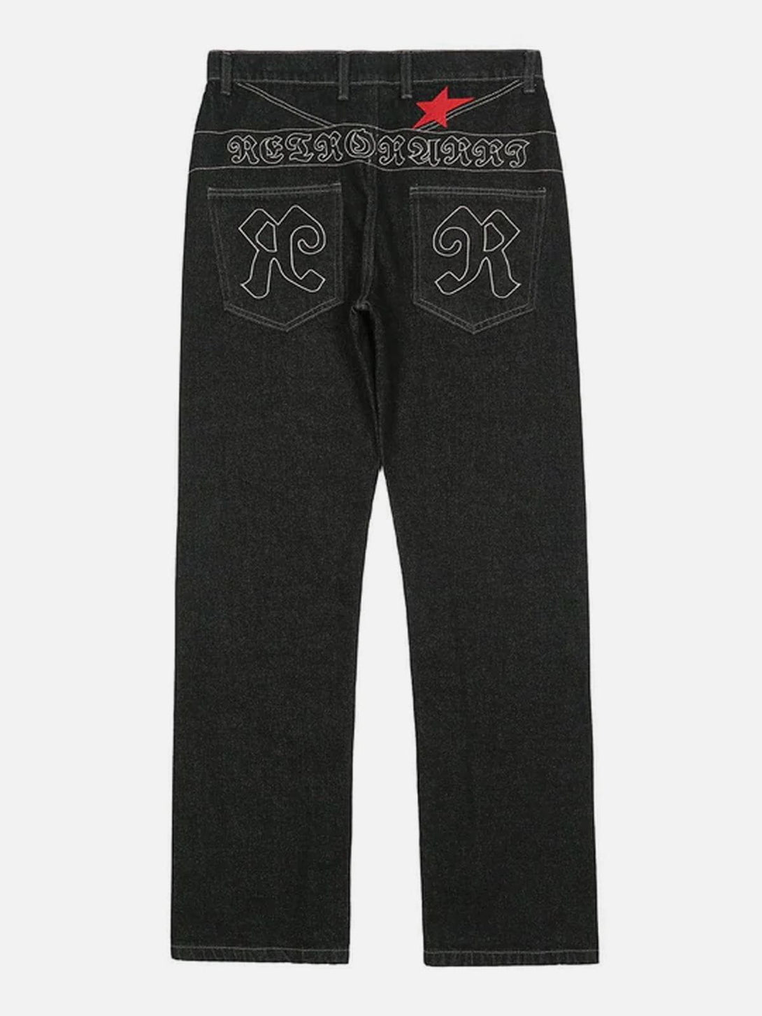 Helmiss - Star Embroidery Letters Jeans- Streetwear Fashion - helmiss.com