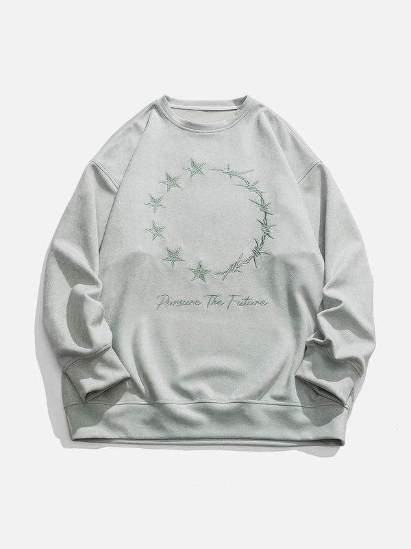 Helmiss - Star Embroidery Sweatshirt- Streetwear Fashion - helmiss.com