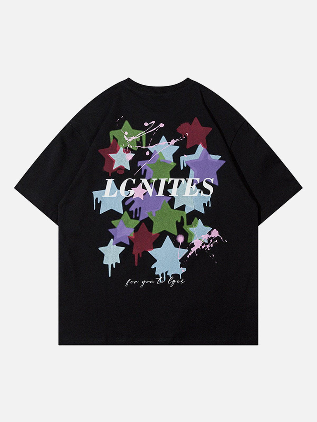 Helmiss - Star Flocked Embroidered Tee- Streetwear Fashion - helmiss.com