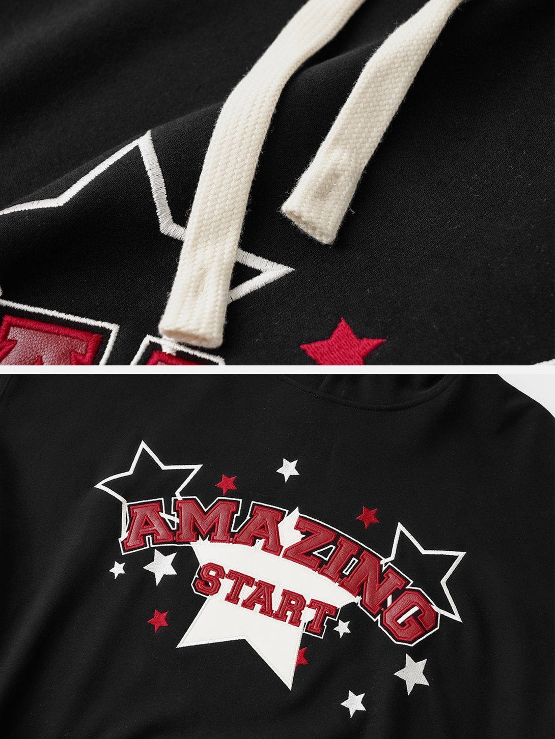 Helmiss - Star Letter Print Hoodie- Streetwear Fashion - helmiss.com