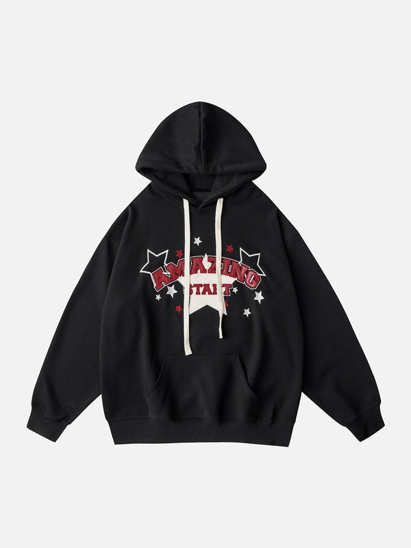 Helmiss - Star Letter Print Hoodie- Streetwear Fashion - helmiss.com