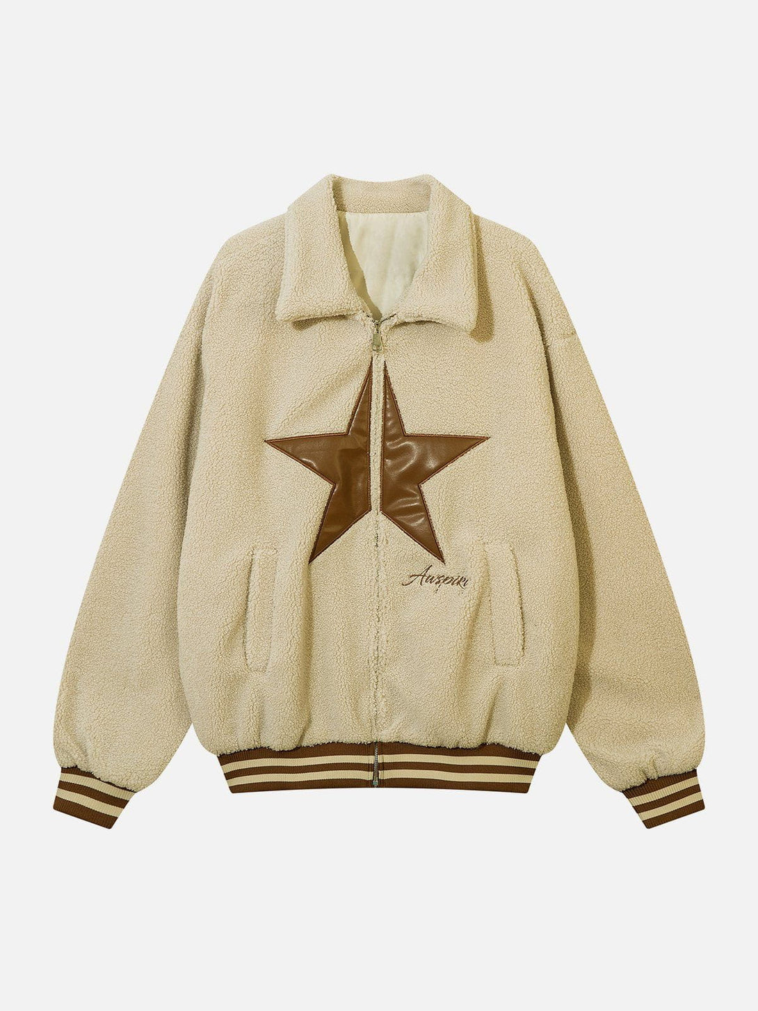 Helmiss - Star Patch Sherpa Jacket- Streetwear Fashion - helmiss.com