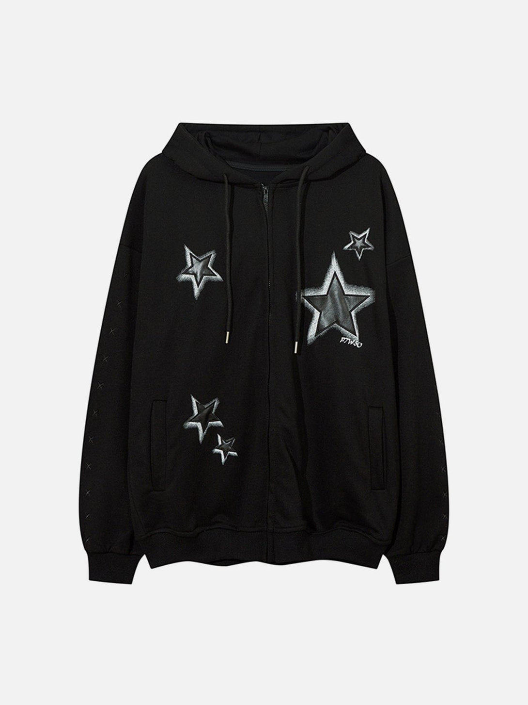 Helmiss - Star Patch Zipped Hoodie- Streetwear Fashion - helmiss.com