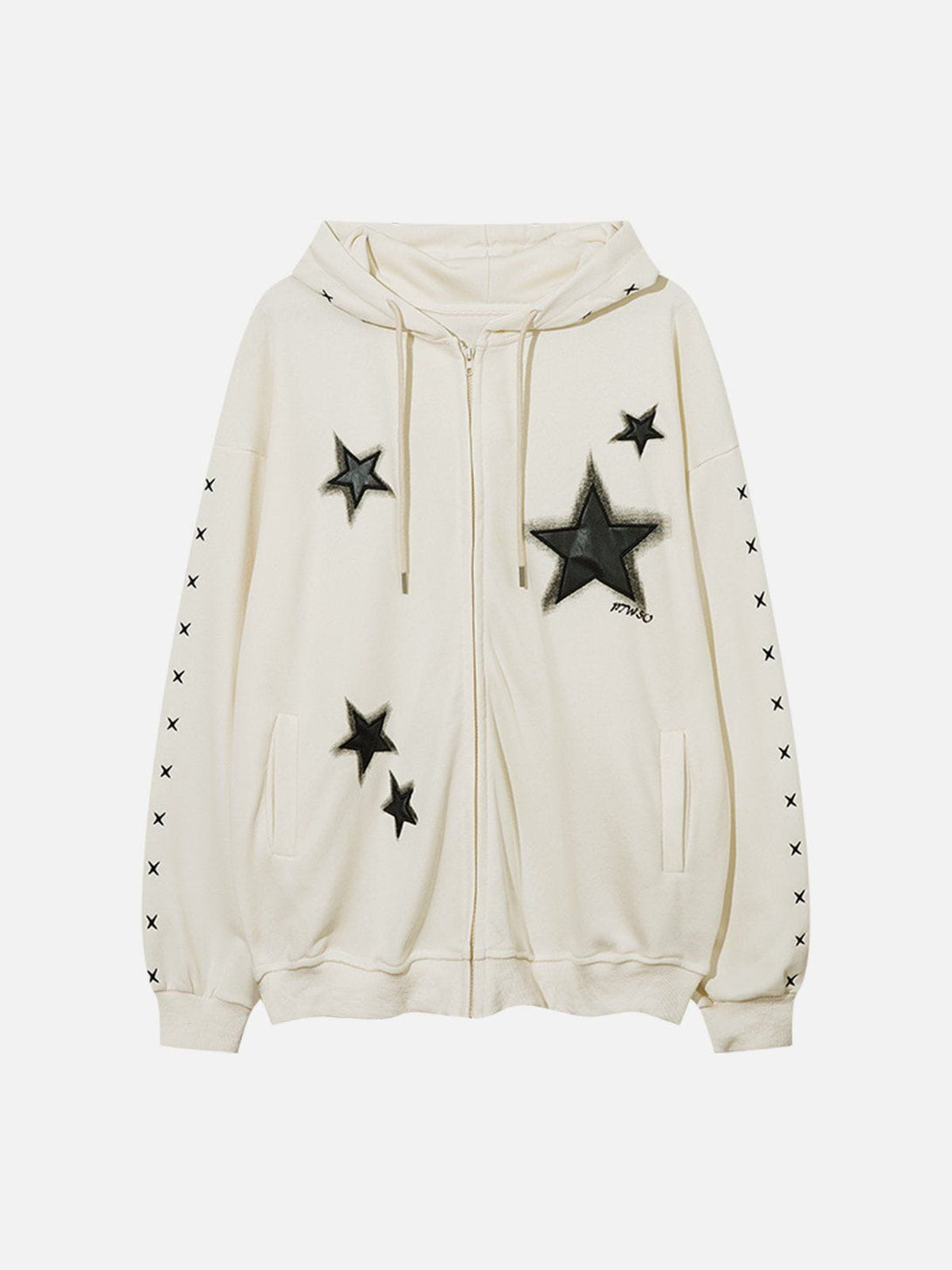 Helmiss - Star Patch Zipped Hoodie- Streetwear Fashion - helmiss.com