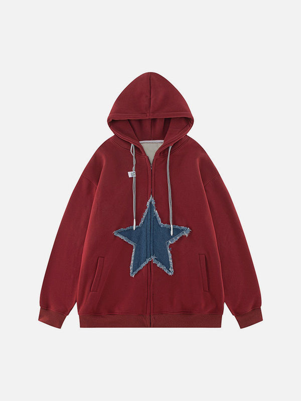 Helmiss - Star Patchwork Hoodie- Streetwear Fashion - helmiss.com