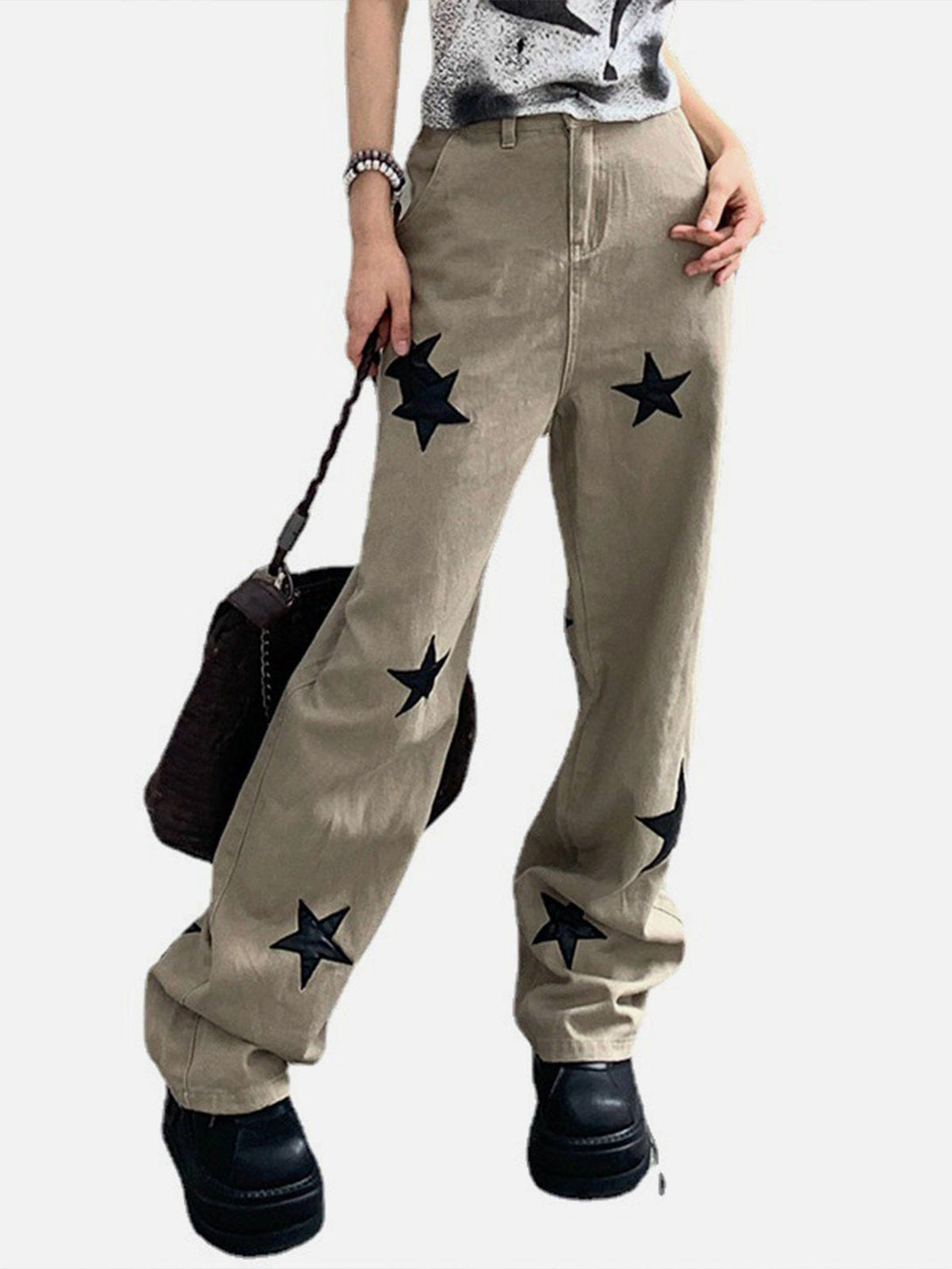 Helmiss - Star Patchwork Jeans- Streetwear Fashion - helmiss.com