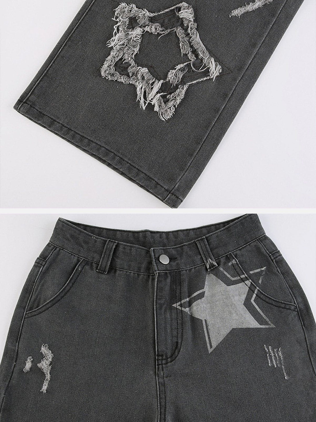 Helmiss - Star Patchwork Jeans- Streetwear Fashion - helmiss.com