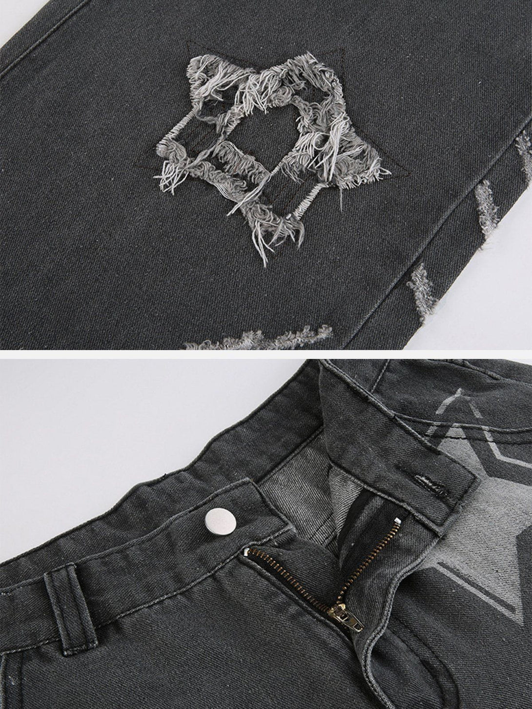 Helmiss - Star Patchwork Jeans- Streetwear Fashion - helmiss.com