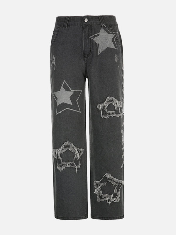 Helmiss - Star Patchwork Jeans- Streetwear Fashion - helmiss.com