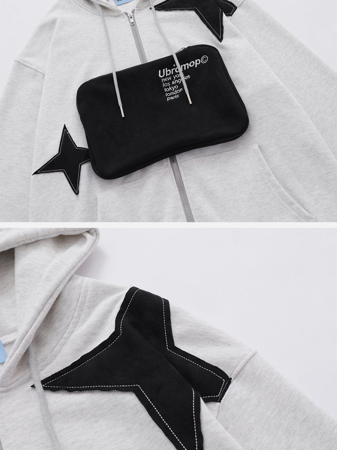 Helmiss - Star Patchwork Removable Pocket Hoodie- Streetwear Fashion - helmiss.com