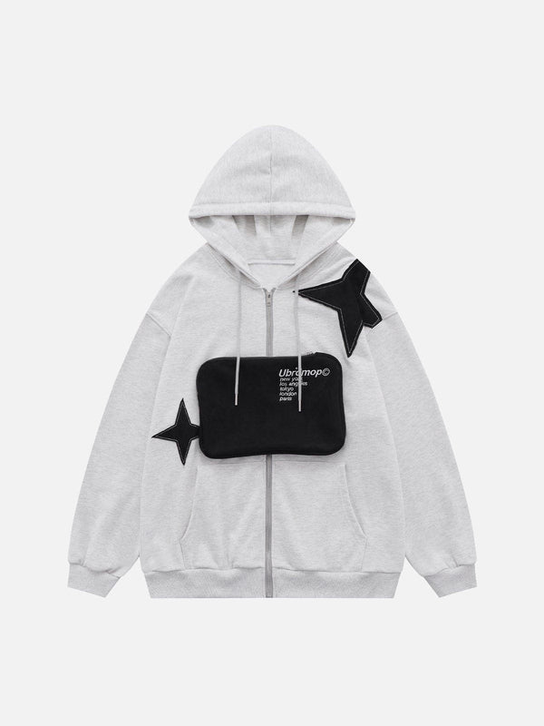 Helmiss - Star Patchwork Removable Pocket Hoodie- Streetwear Fashion - helmiss.com