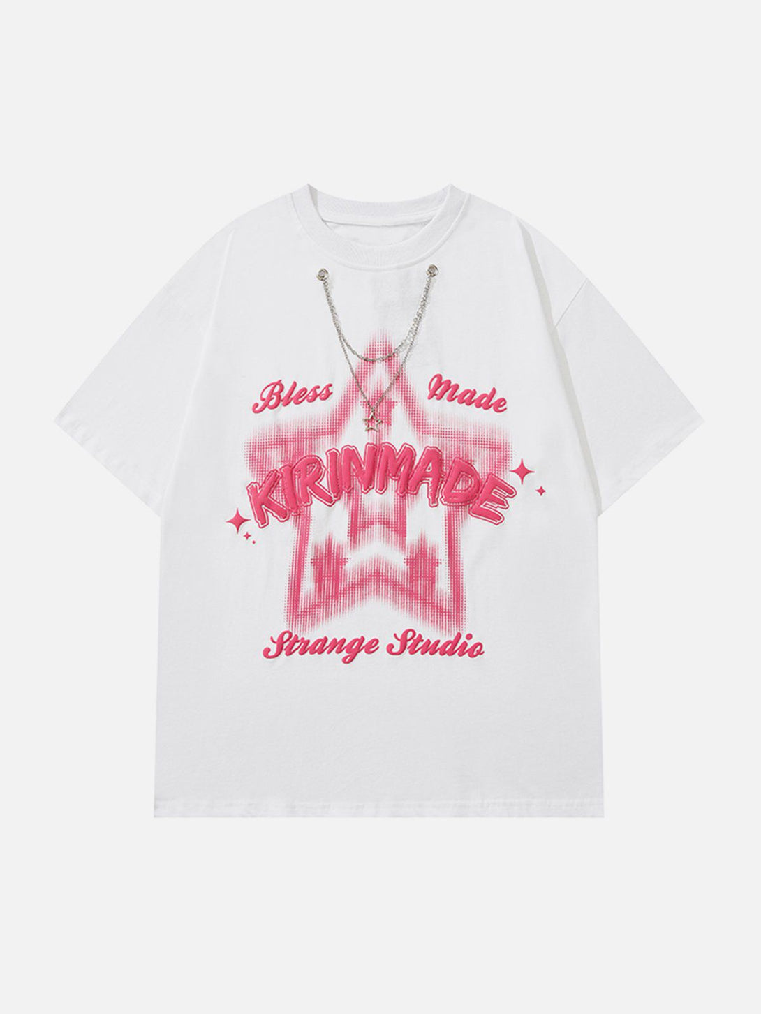 Helmiss - Star Print Chain Decoration Tee- Streetwear Fashion - helmiss.com