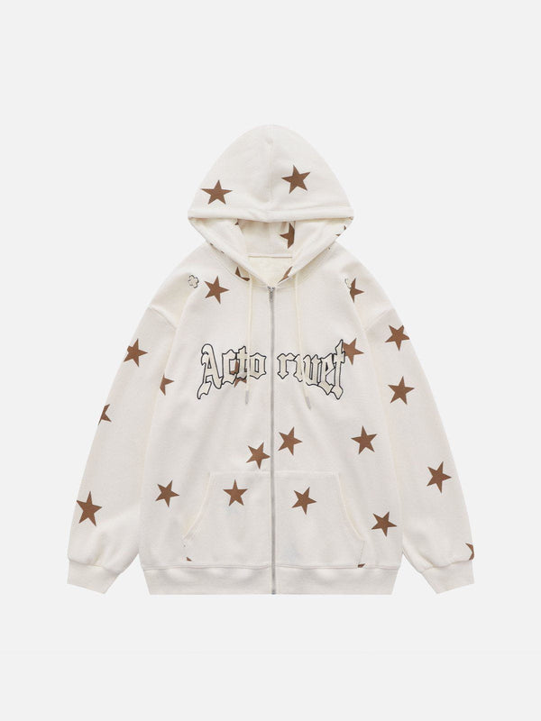 Helmiss - Star Print Hoodie- Streetwear Fashion - helmiss.com