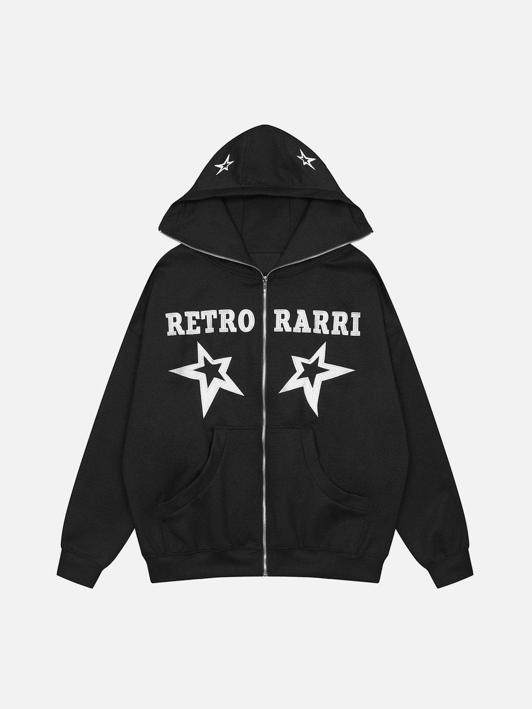 Helmiss - Star Print Zipper Hoodie- Streetwear Fashion - helmiss.com