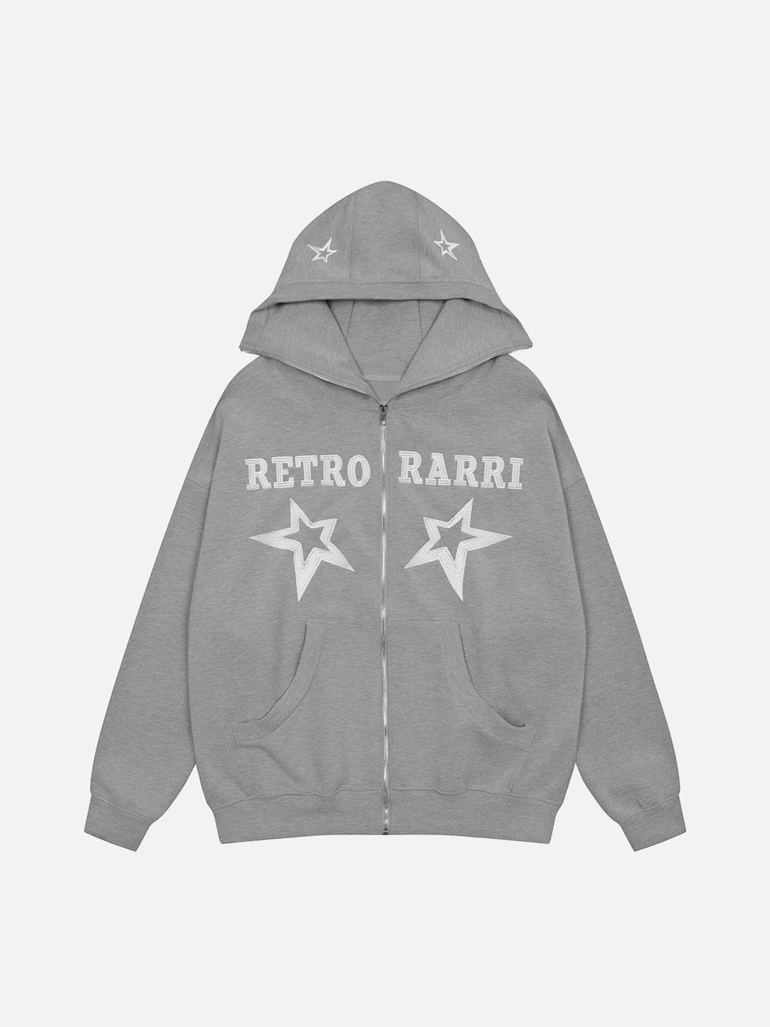 Helmiss - Star Print Zipper Hoodie- Streetwear Fashion - helmiss.com