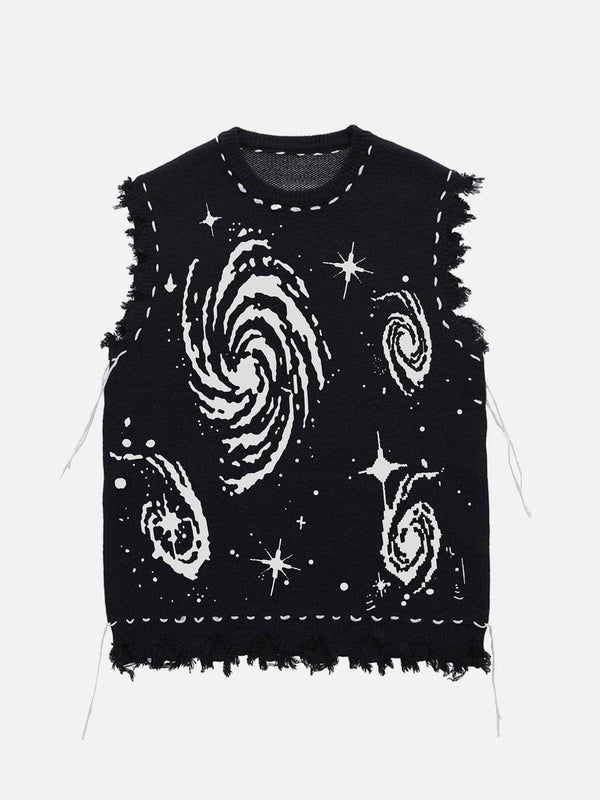 Helmiss - Starry Night Swirl Graphic Sweater Vest- Streetwear Fashion - helmiss.com