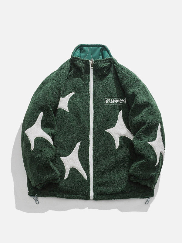 Helmiss - Stars Reversible Sherpa coat- Streetwear Fashion - helmiss.com