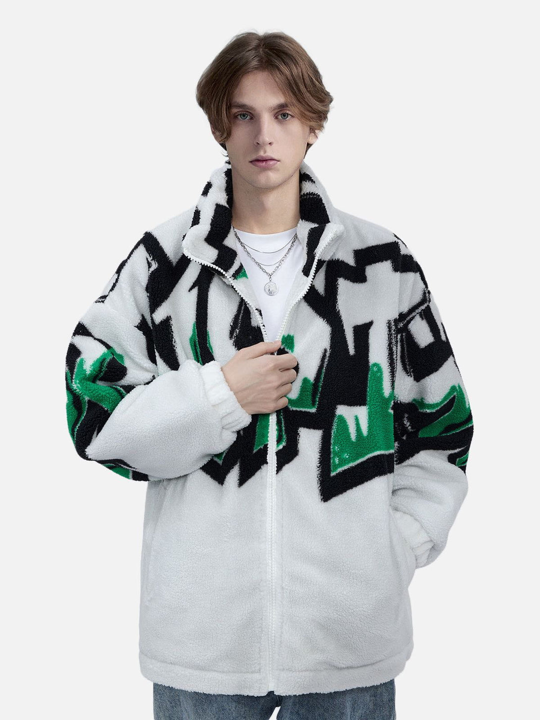 Helmiss - Stereoscopic Letter Sherpa Coat- Streetwear Fashion - helmiss.com