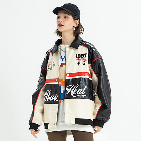 Helmiss - Stitching Color Motorcycle Jacket- Streetwear Fashion - helmiss.com