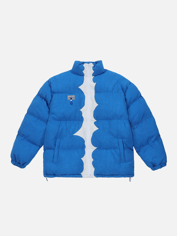 Helmiss - Stitching Color Pleated Winter Coat- Streetwear Fashion - helmiss.com