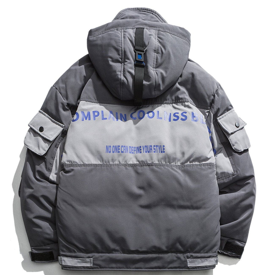 Helmiss - Stitching Hooded Winter Coat- Streetwear Fashion - helmiss.com