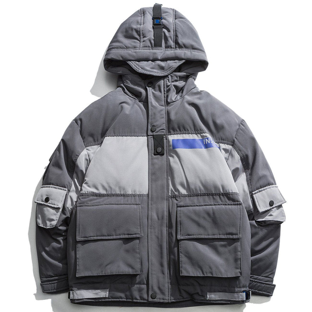 Helmiss - Stitching Hooded Winter Coat- Streetwear Fashion - helmiss.com