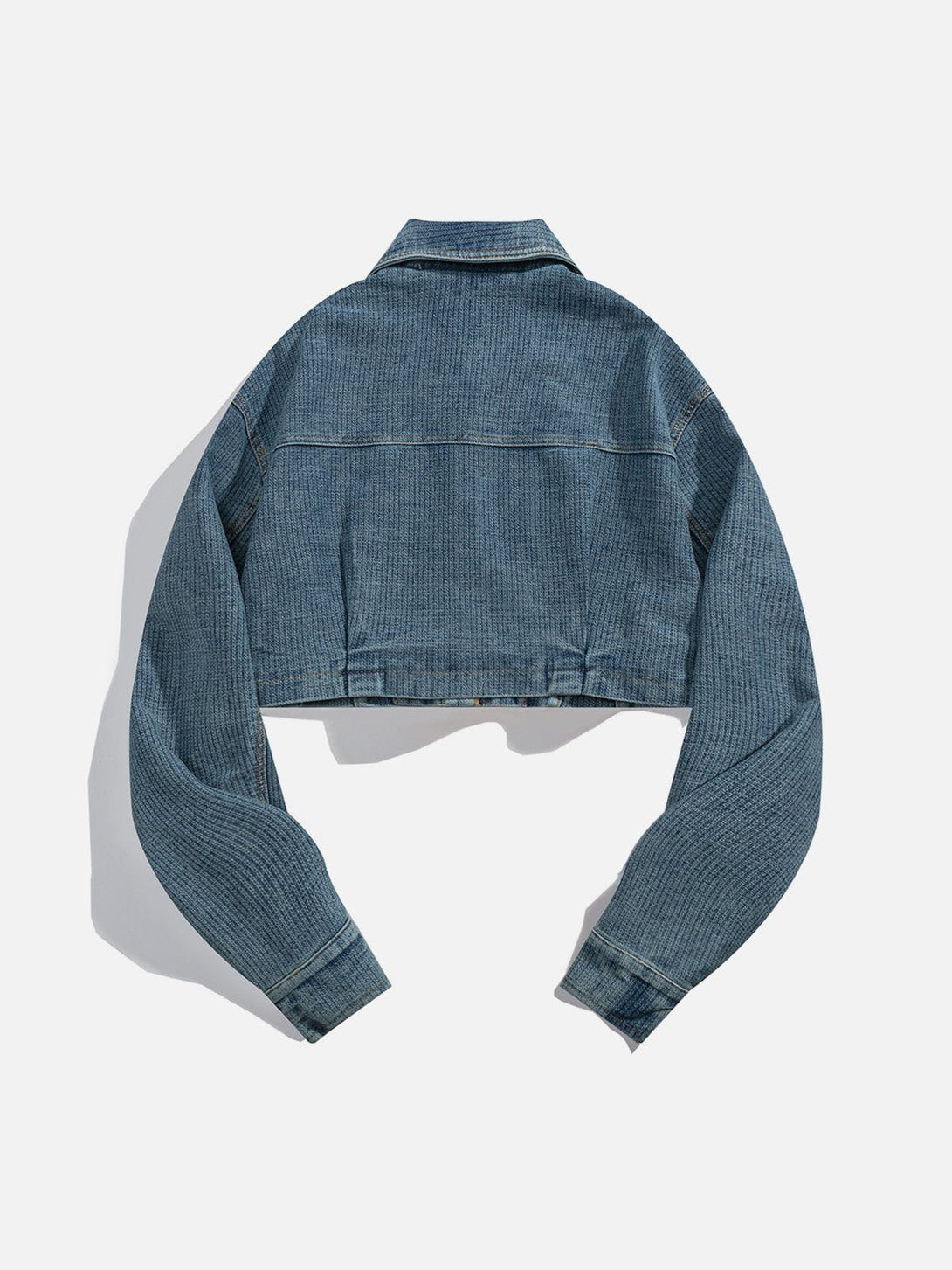 Helmiss - Strappy Patchwork Denim Regular Jacket- Streetwear Fashion - helmiss.com