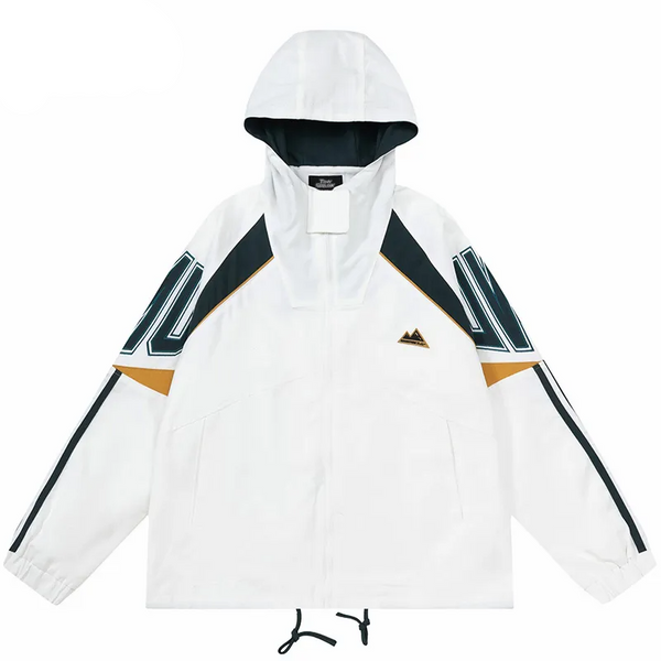 Helmiss - Streetwear Hooded Jacket Windbreaker White Retro Coat- Streetwear Fashion - helmiss.com