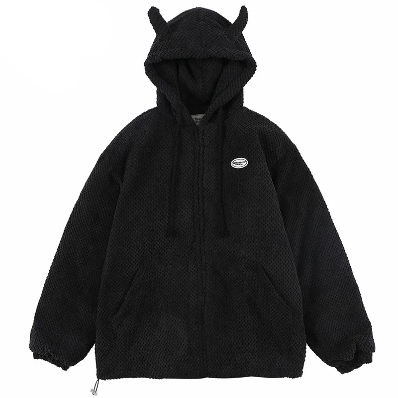 Helmiss - Streetwear Jacket Plain Devil Hooded Jacket- Streetwear Fashion - helmiss.com