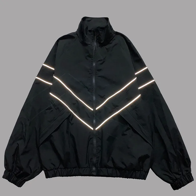 Helmiss - Streetwear Reflective Striped Coat- Streetwear Fashion - helmiss.com